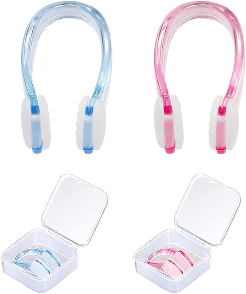 DreamAug Swimming Nose Clips 2-Pack – Soft Silicone Waterproof Nose Plugs with Storage Cases, Non-Slip & Comfortable Fit for Adults, for Pool Training & Water Sports(Blue, Pink) - Image 1